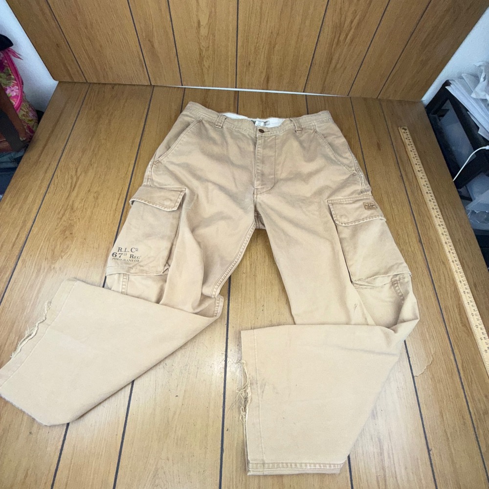 Polo Jeans Company Ralph Lauren Cargo Pants Khaki Tan Mens 36x30 Relaxed Fit‎